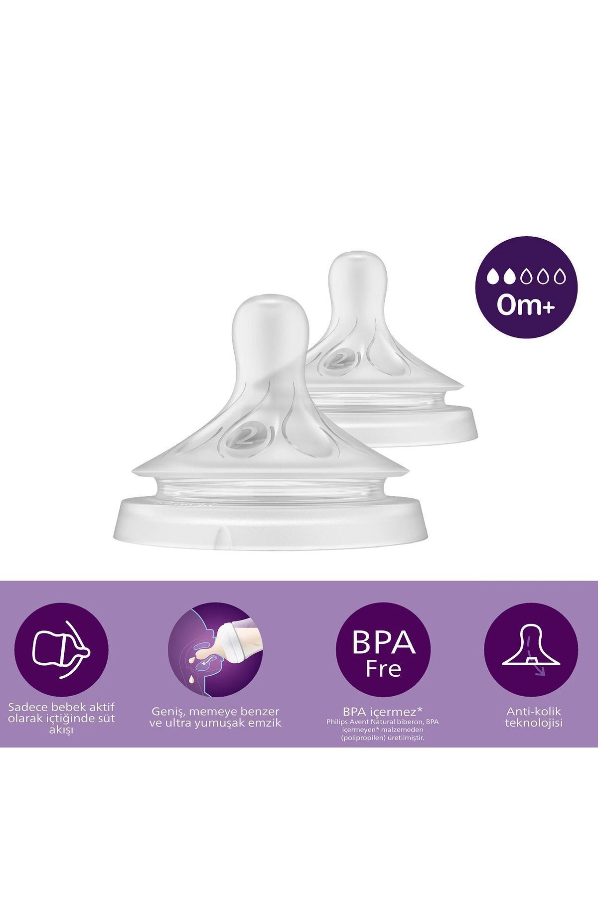 Avent Natural Response Biberon Emziği 1 Numara 0+ Ay 2'li