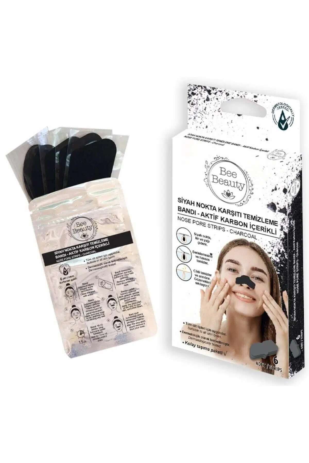 Bee Beauty Aktif Karbon Siyah Nokta Bandı 6'lı
