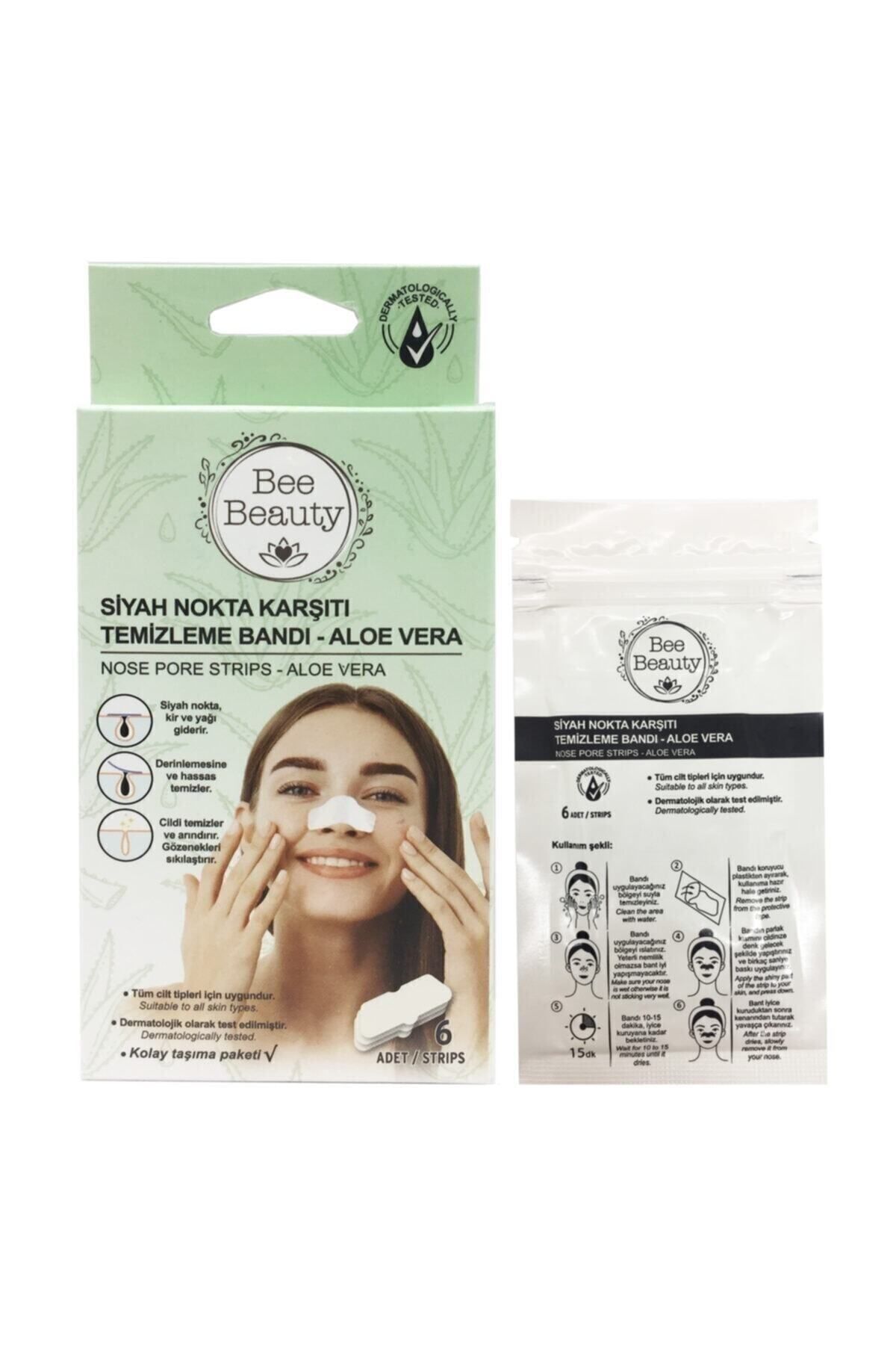 Bee Beauty Aloe Vera Siyah Nokta Burun Bandı 6'lı