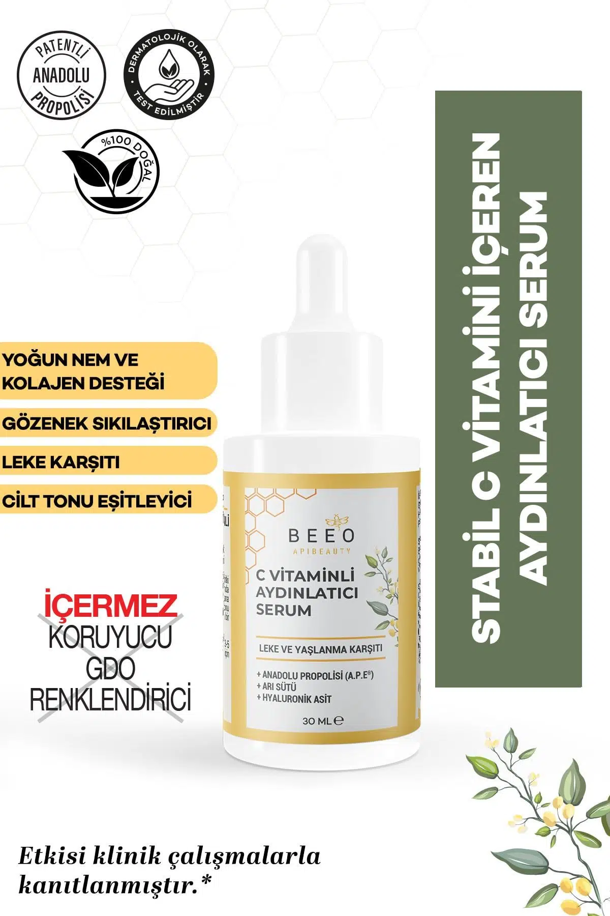 BEE'O Cilt Tonu Eşitleyici & Aydınlatıcı C Vitaminli Serum 30 ml