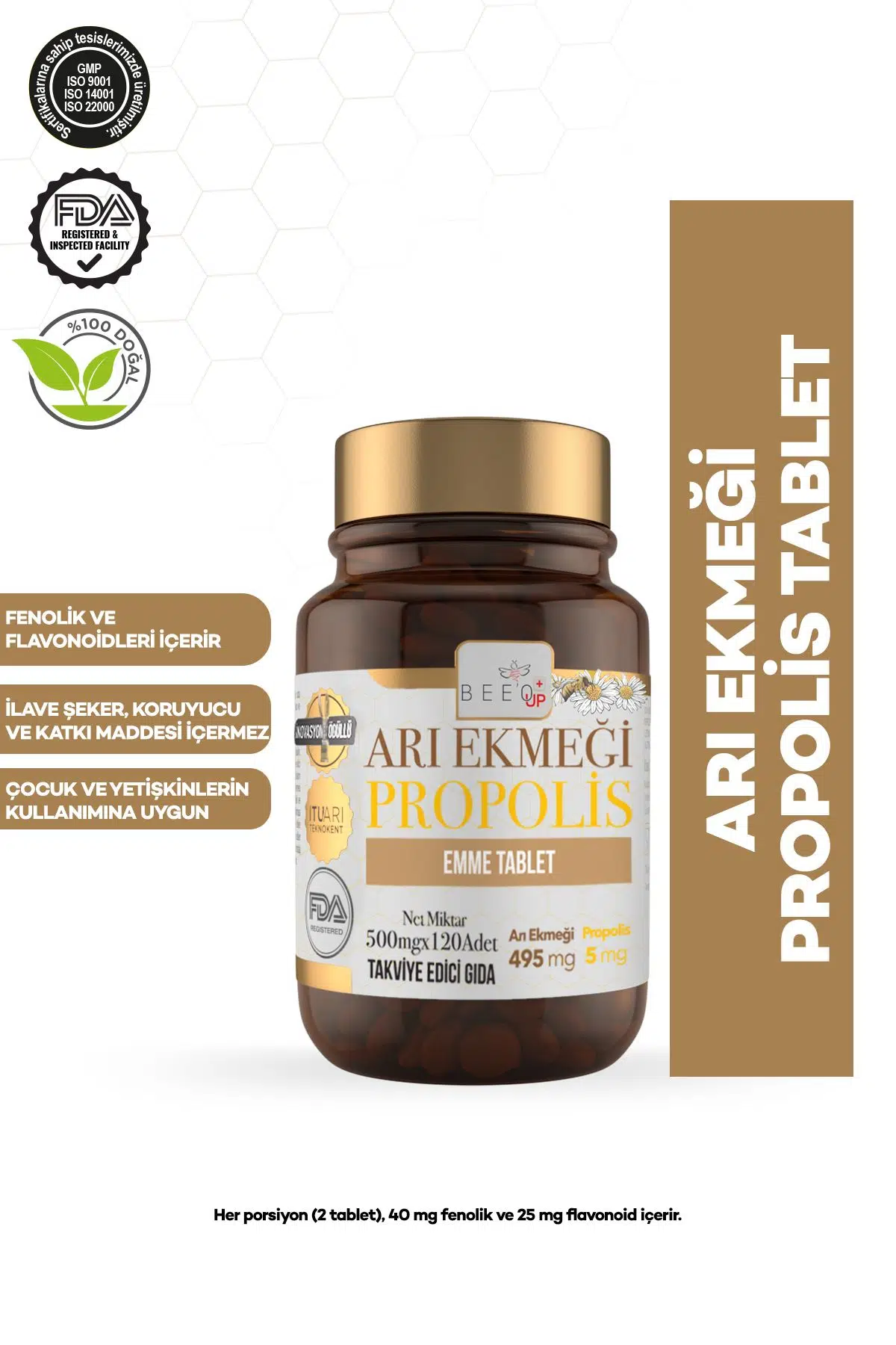 Bee'o Up Arı Ekmeği + Propolis 120 Tablet