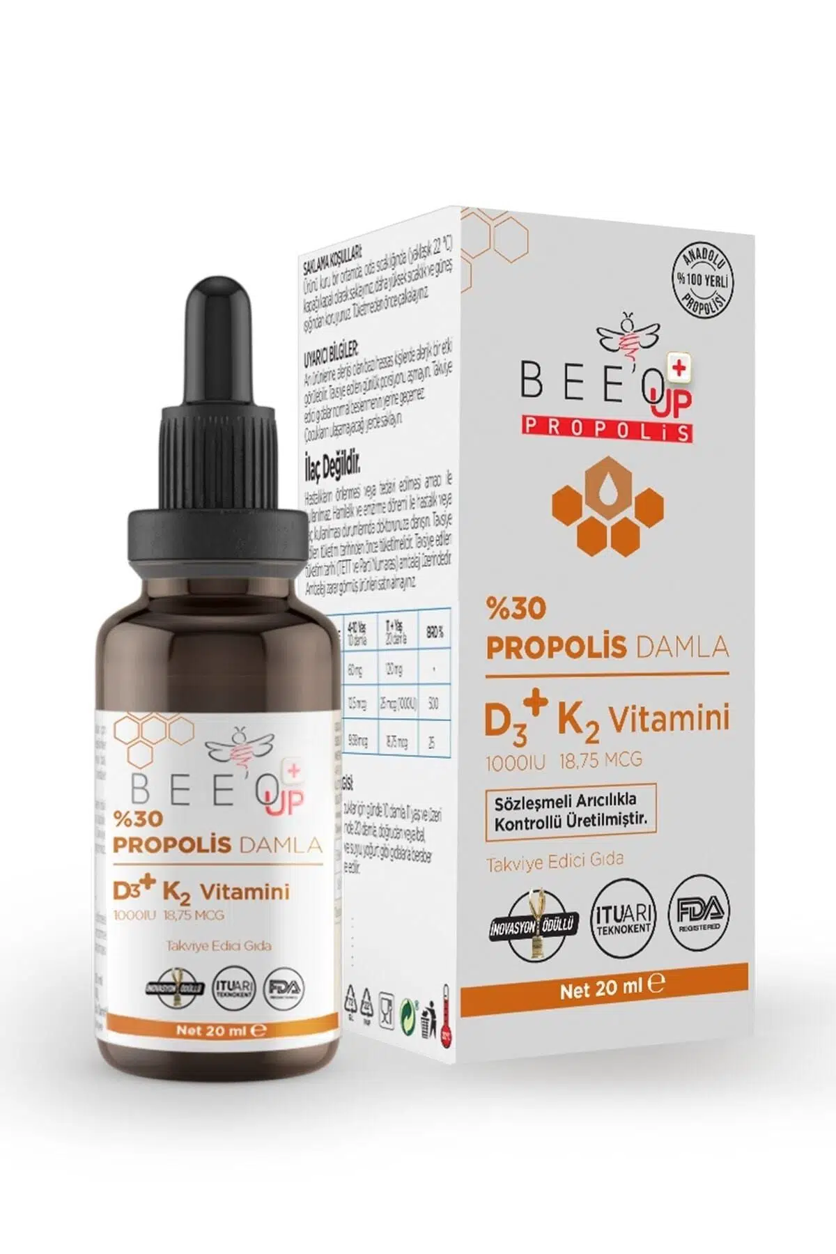 Bee`o Up Bee'o Up %30 Propolis D3+k2 Damla 20 Ml