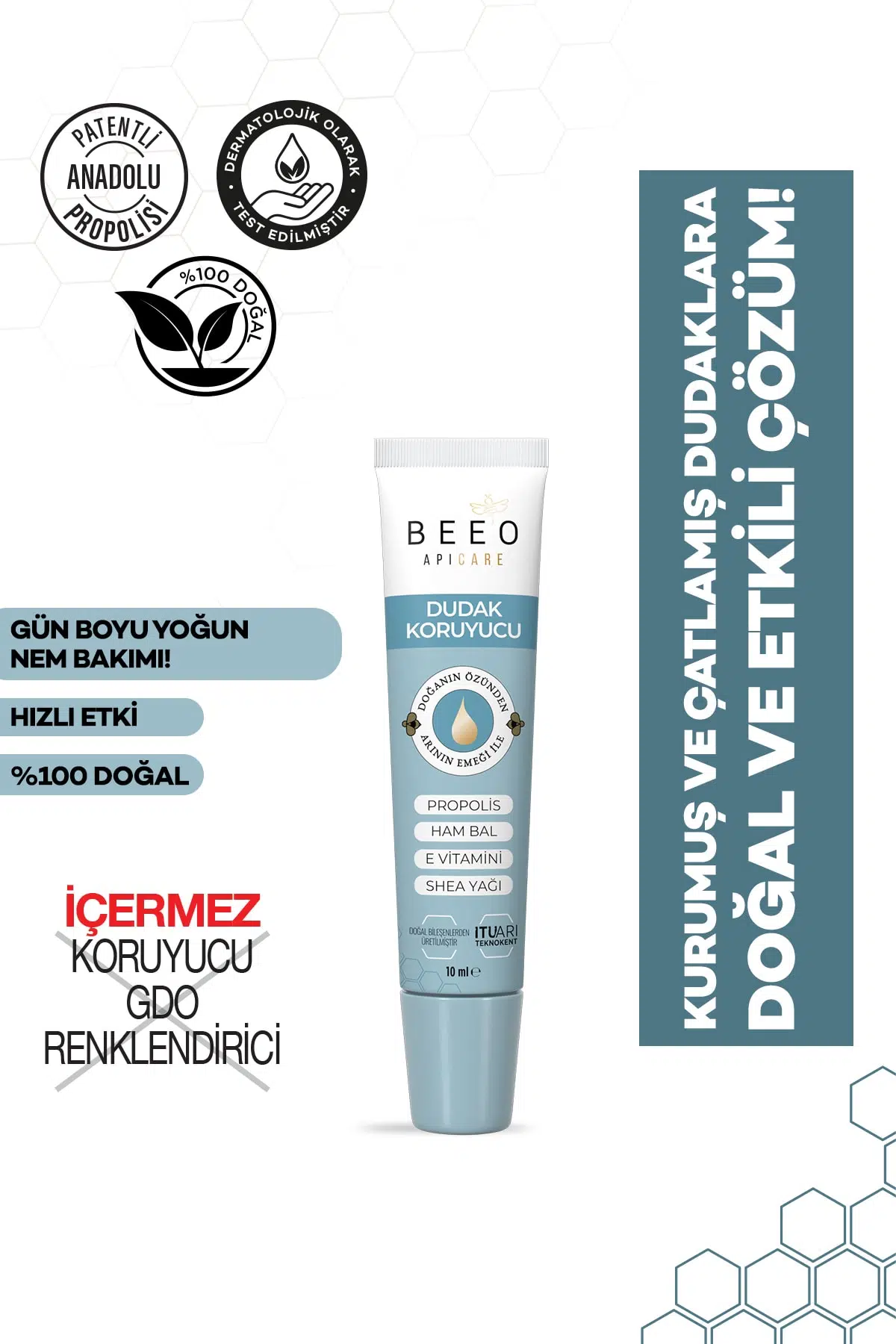 Bee'o Up Yoğun Nemlendirici Dudak Koruyucu Ham Bal