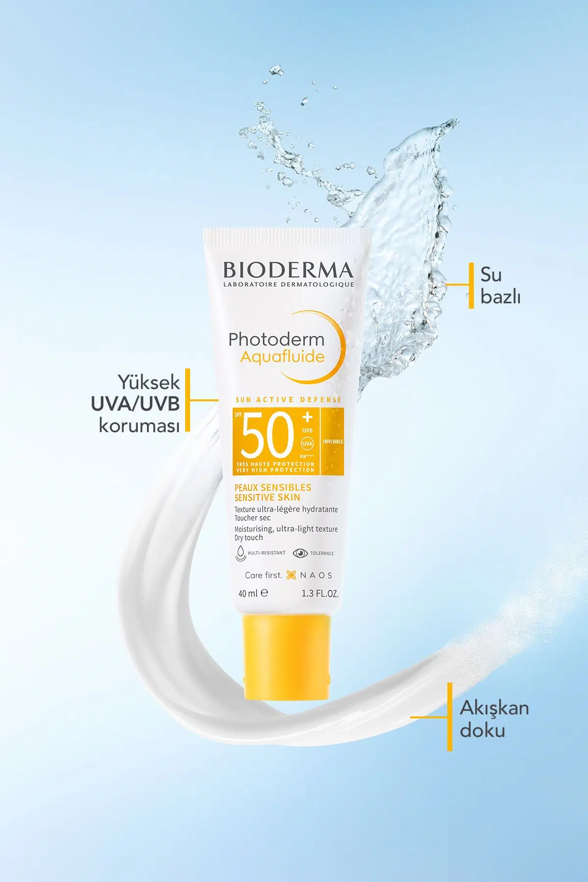 Bioderma Photoderm Aquafluid SPF50+ Tüm Ciltler için Yüksek Korumalı Yüz Güneş Kremi 40 ml