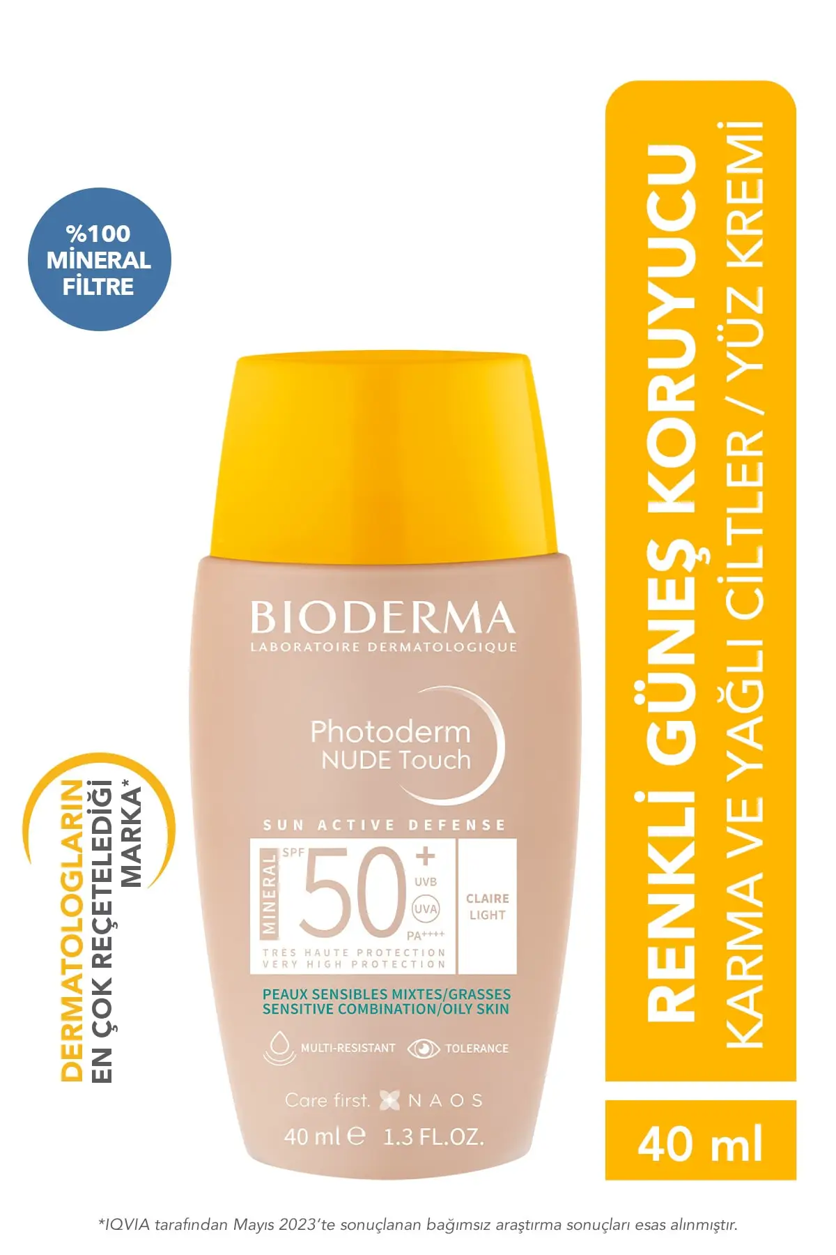 Bioderma Photoderm Nude Touch Light 40 ml 50 Faktör Renkli Güneş Kremi