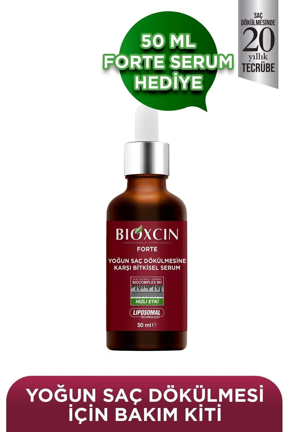 Bioxcin Forte Saç Bakım Kiti Yoğun Saç Dökülmesi İçin (300 ml Şampuan & 50 ml Serum & Keratin Complex 60 Tablet)