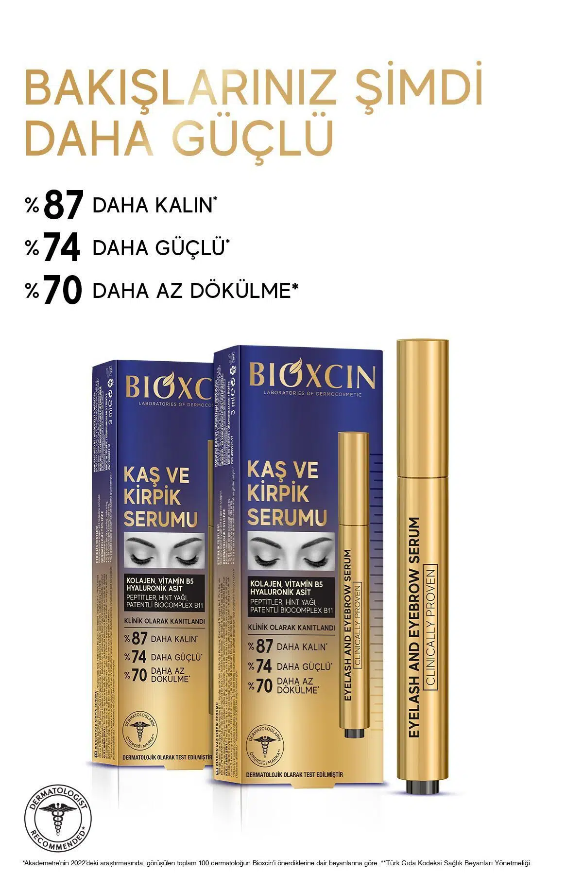Bioxcin Kolajen ve Hyaluronik Asit İçerikli Kaş ve Kirpik Serumu 3 ml