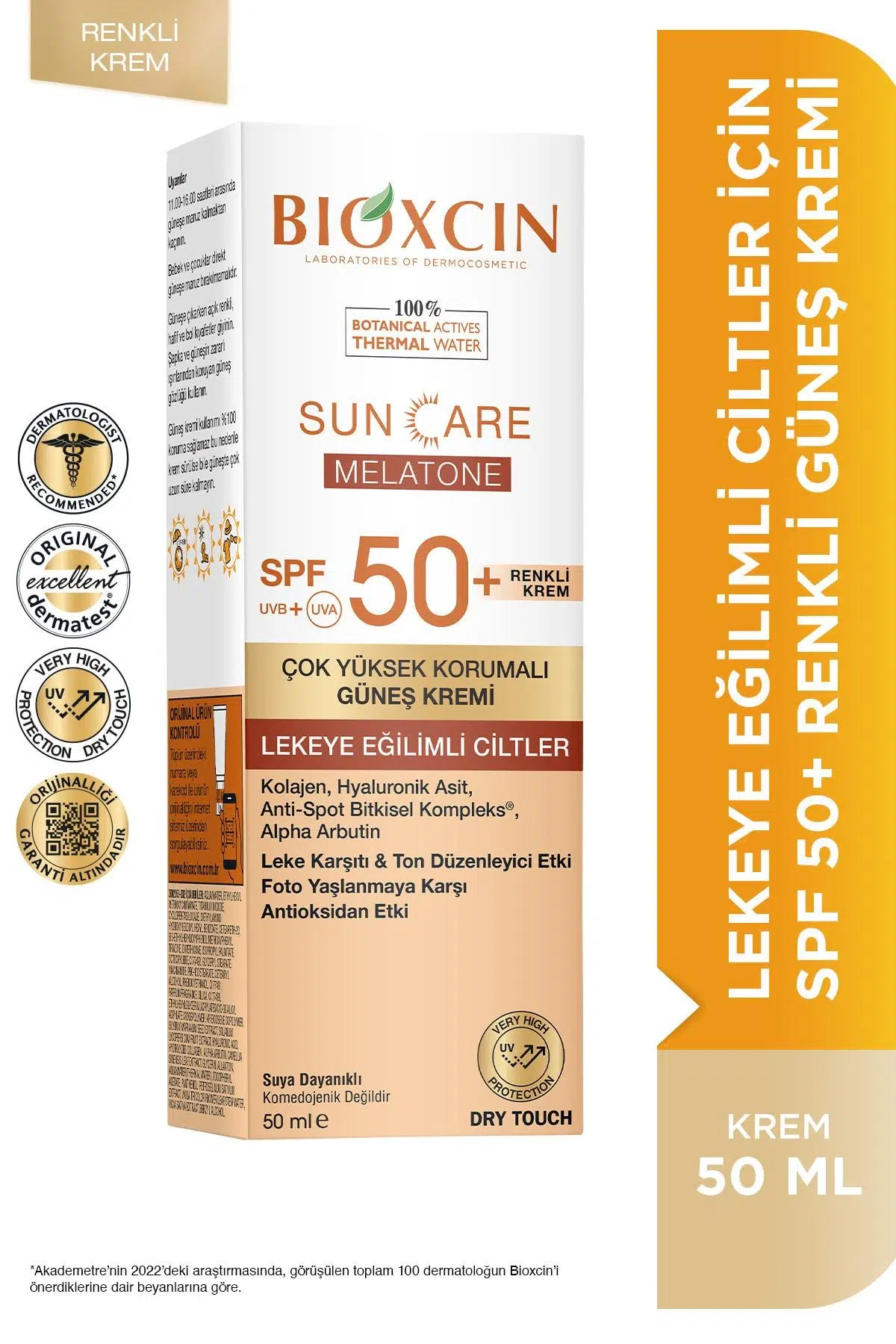 Bioxcin Sun Care Melatone Leke Eğilimli Ciltler İçin Renkli Güneş Kremi SPF50+ 50 ml