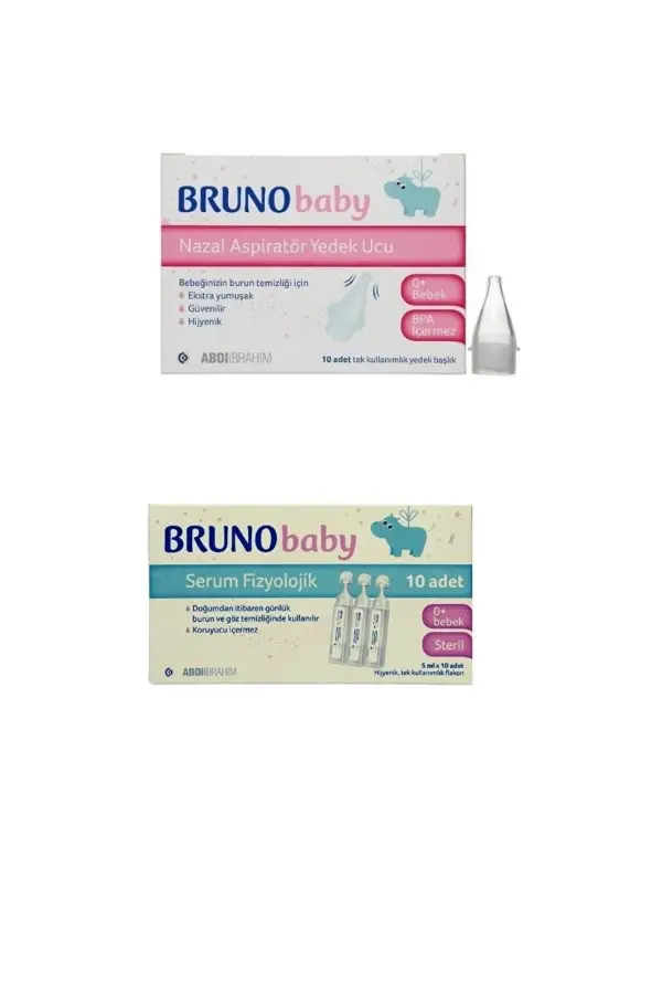 Bruno Serum Fizyolojik 5 ml x 10 Flakon & Bruno Nazal Aspiratör Yedek Ucu 10'lu