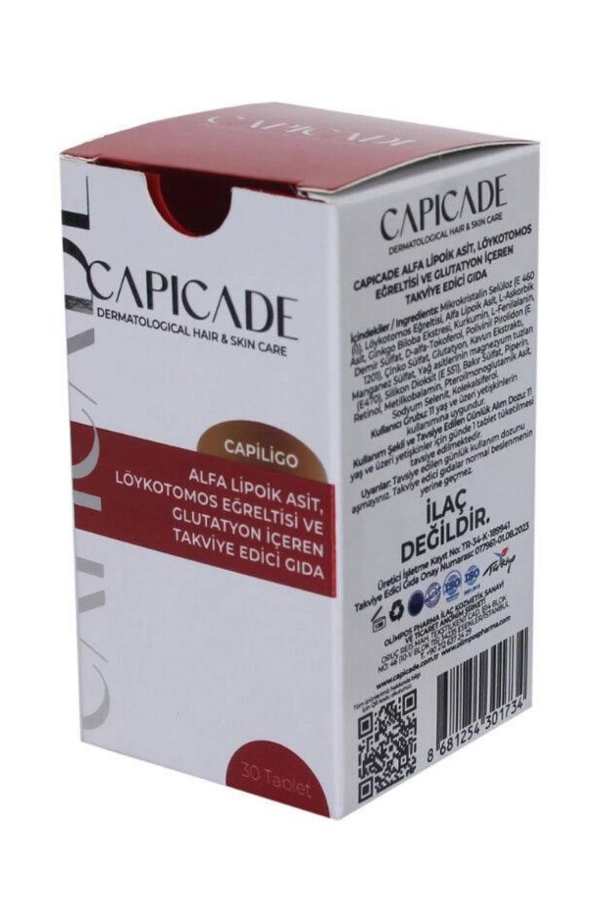 Capicade Capiligo Alfa Lipoik Asit, Löykotomos Eğreltisi ve Glutatyon 30 Tablet