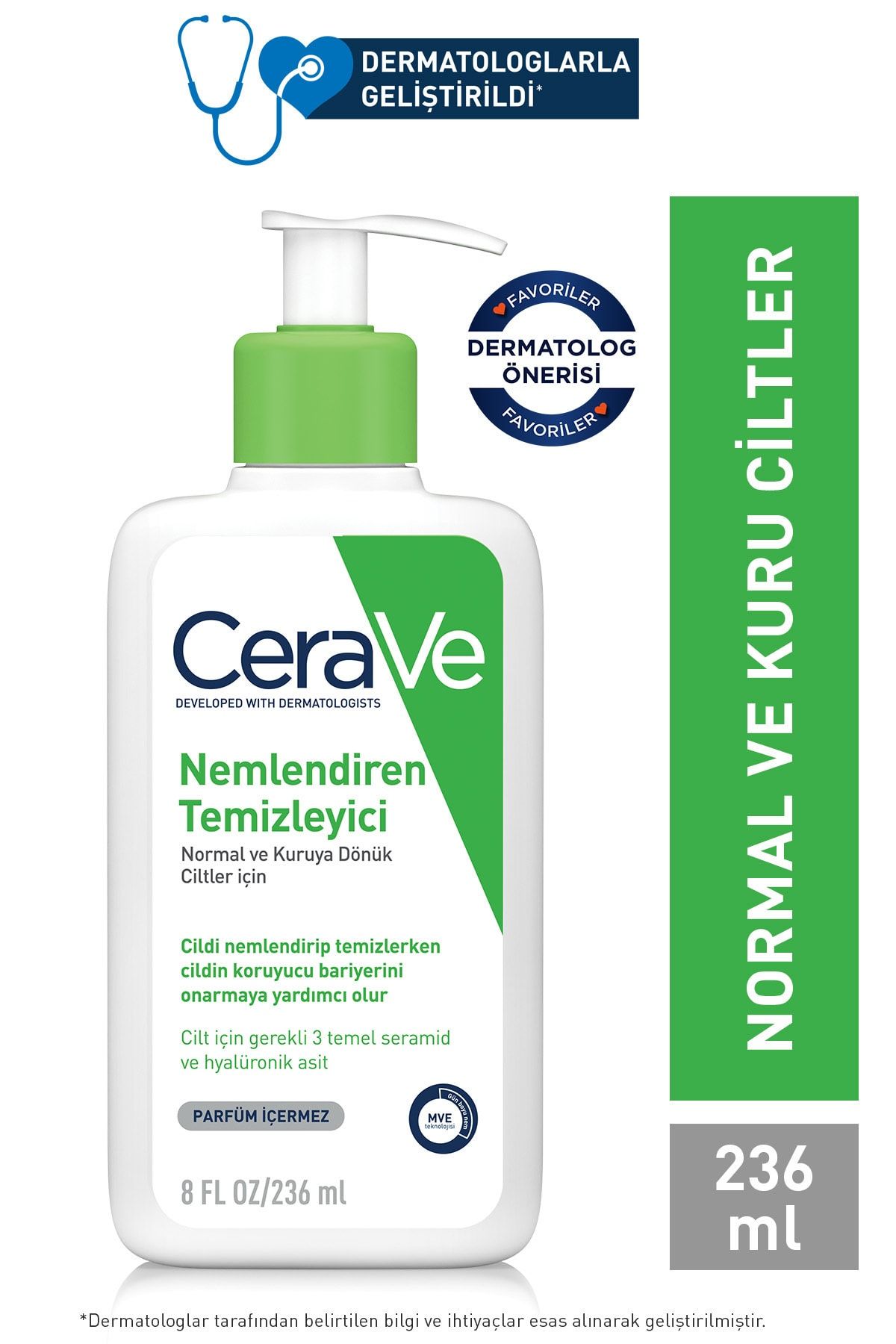 CeraVe Nemlendiren Temizleyici Normal & Kuru Ciltler Yüz Vücut 236 ml