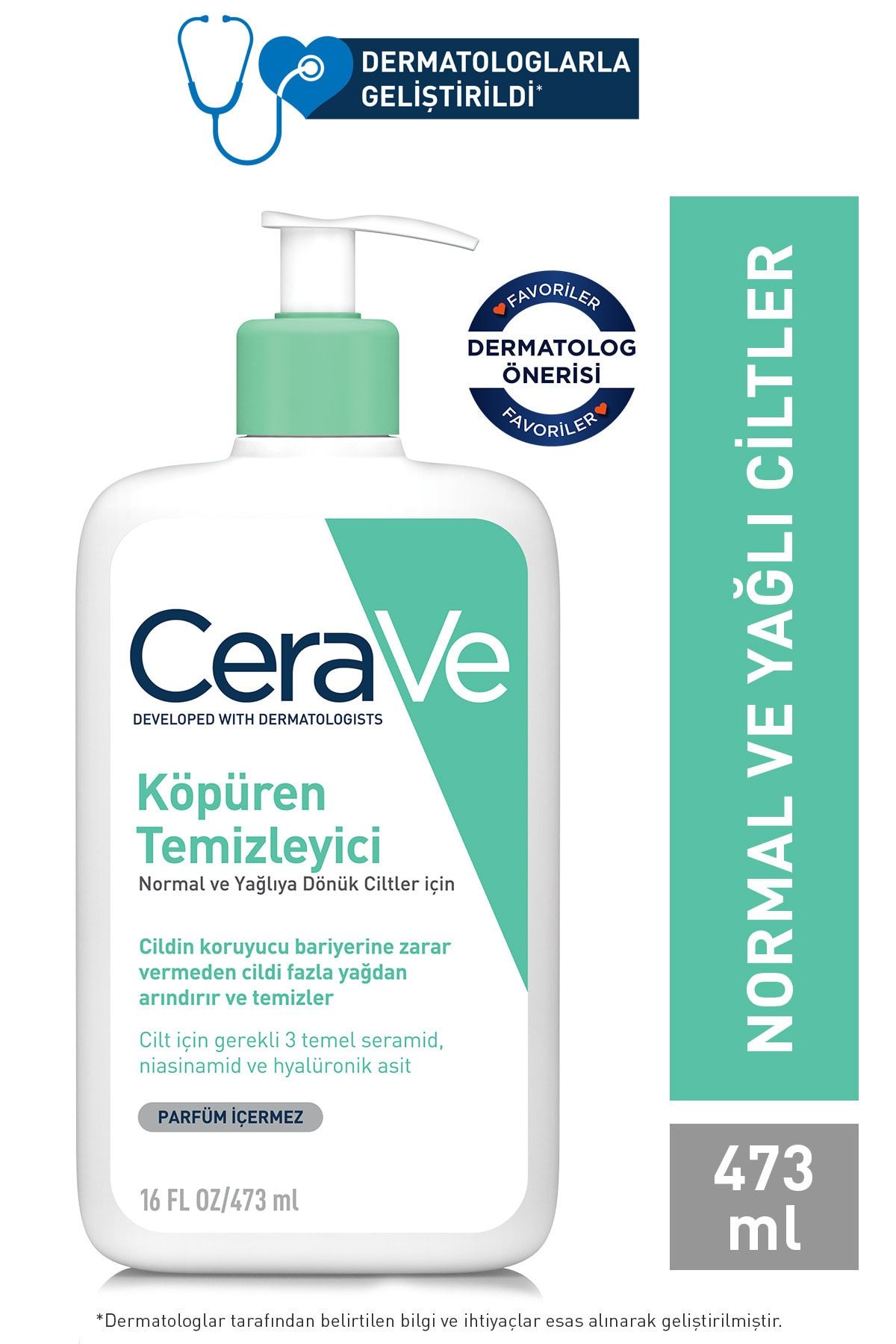 Cerave Normal Ve Yağlı Ciltler İçin Köpüren Temizleyici 473 ml