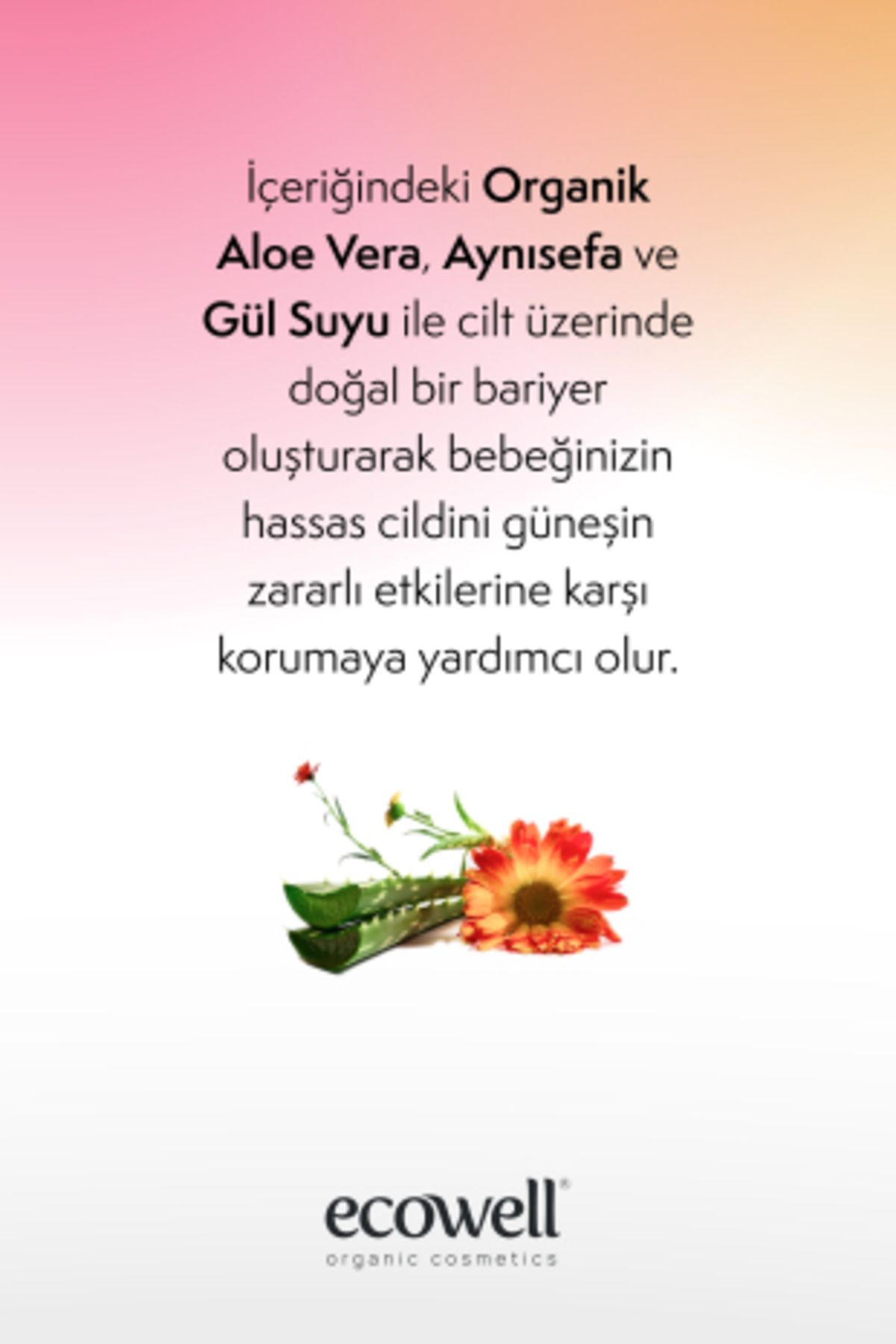 Ecowell Bebek Güneş Kremi SPF50, Organik & Vegan Sertifikalı, Mineral Filtre, UVA & UVB Yüksek Koruma, 110gr