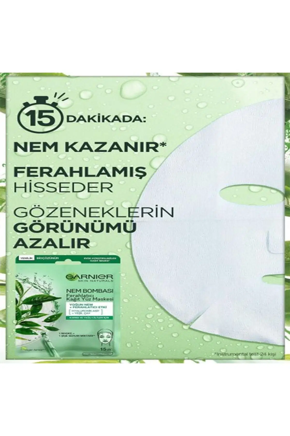 Garnier Kağıt Yüz Maskesi Ferahlatıcı Nem Bombası 28 Gr