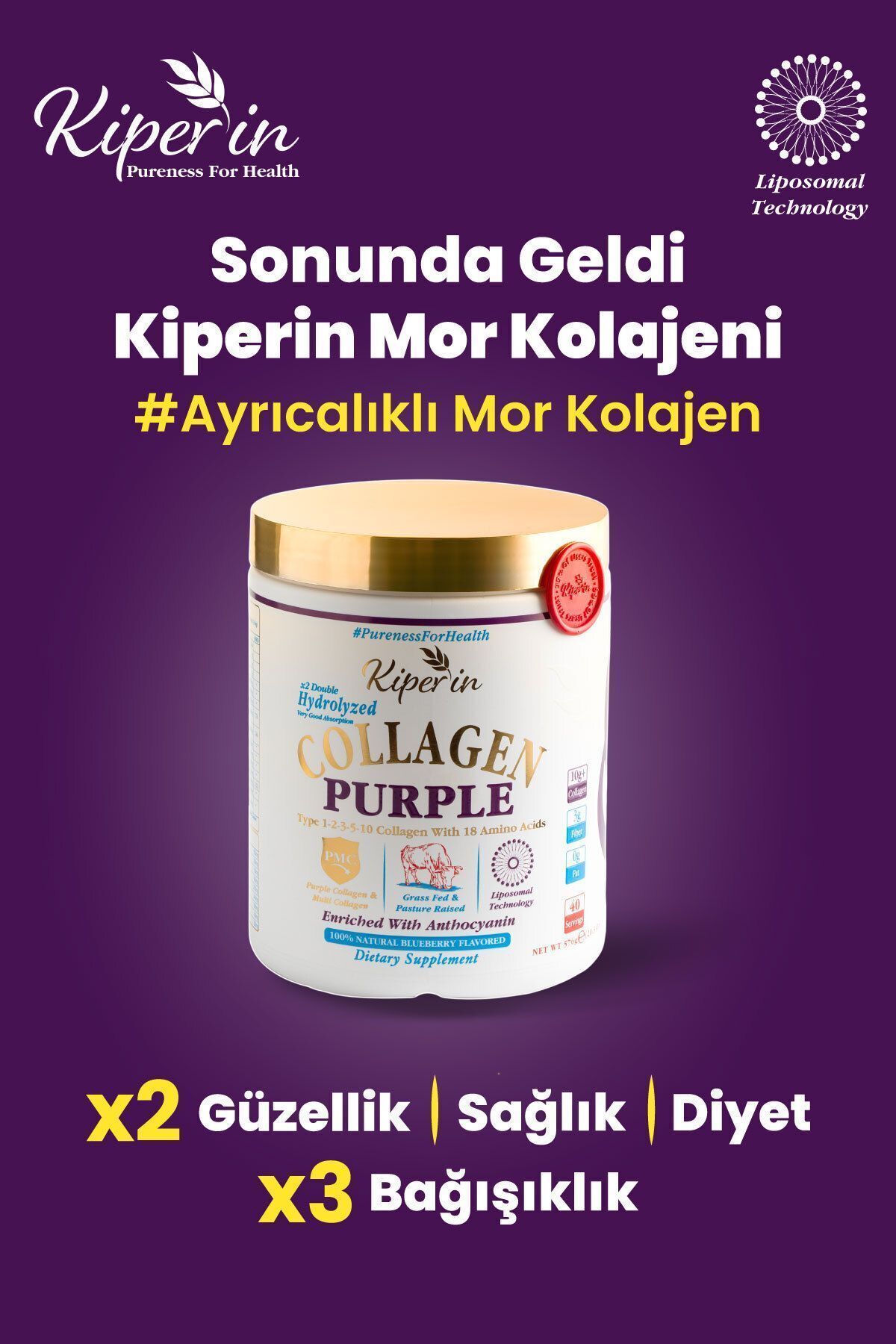 Kiperin Purple Collagen Toz 40 Günlük 575 gr