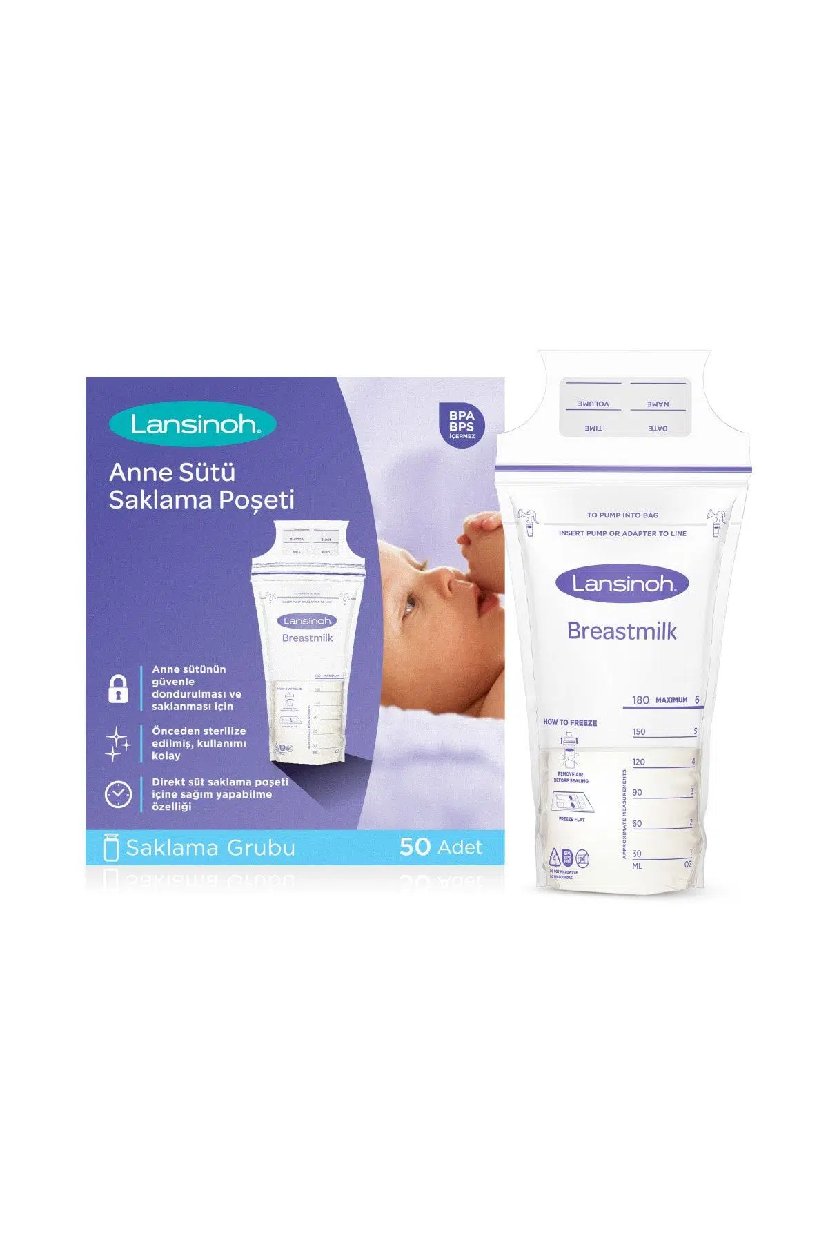 LANSINOH Süt Saklama Poşeti 50 Adet
