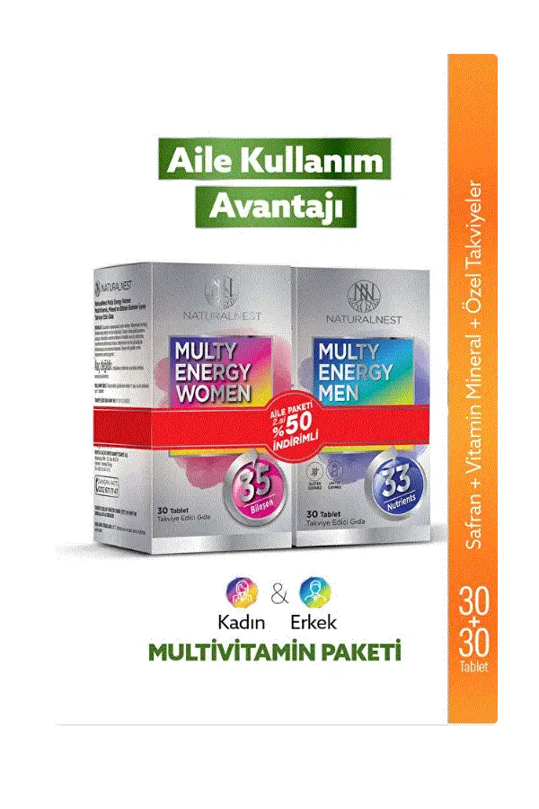 Naturalnest Multy Energy Aile Paketi - Women 30 Tablet + Men 30 Tablet