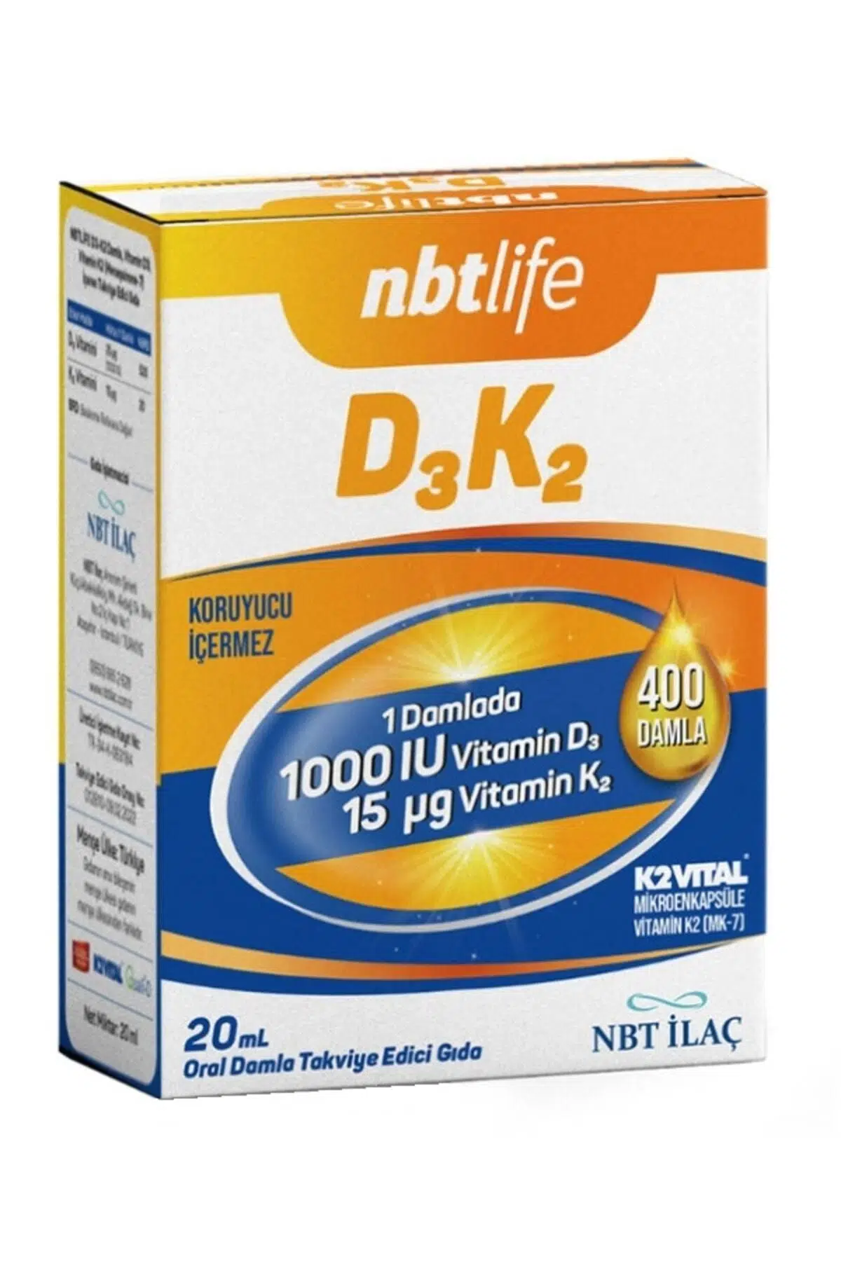 NBT Life D3K2 1000 IU Damla 20 ml