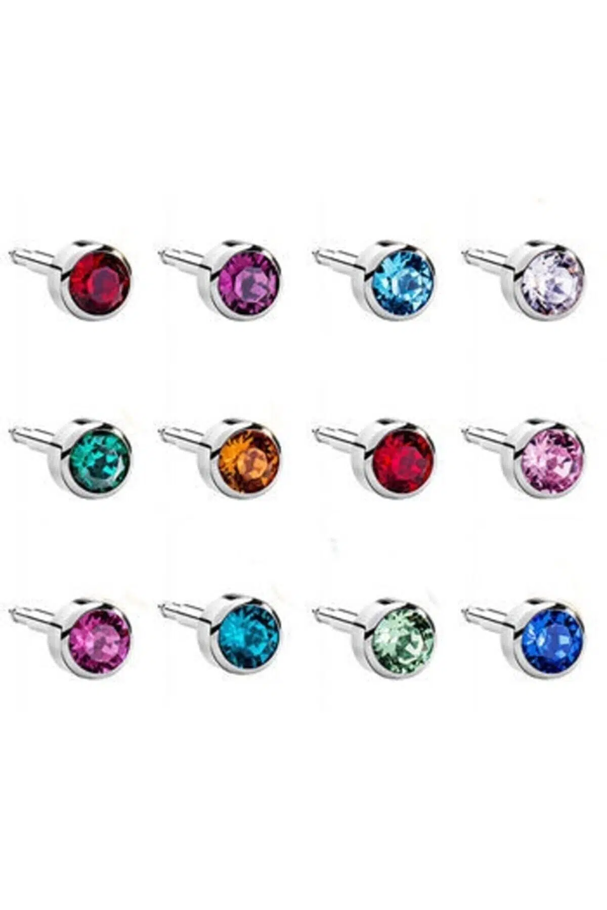 Nina Kulak Delme Küpesi Gümüş Karışık Renk 12'li