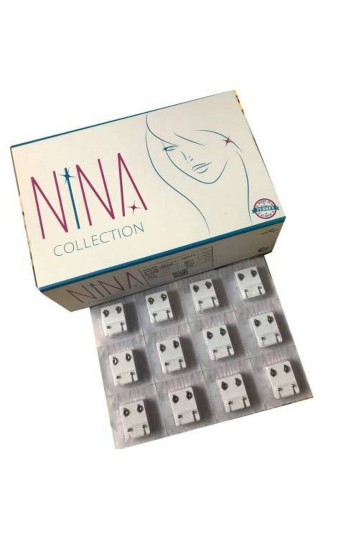 Nina Kulak Delme Küpesi Beyaz Kristal 12'li