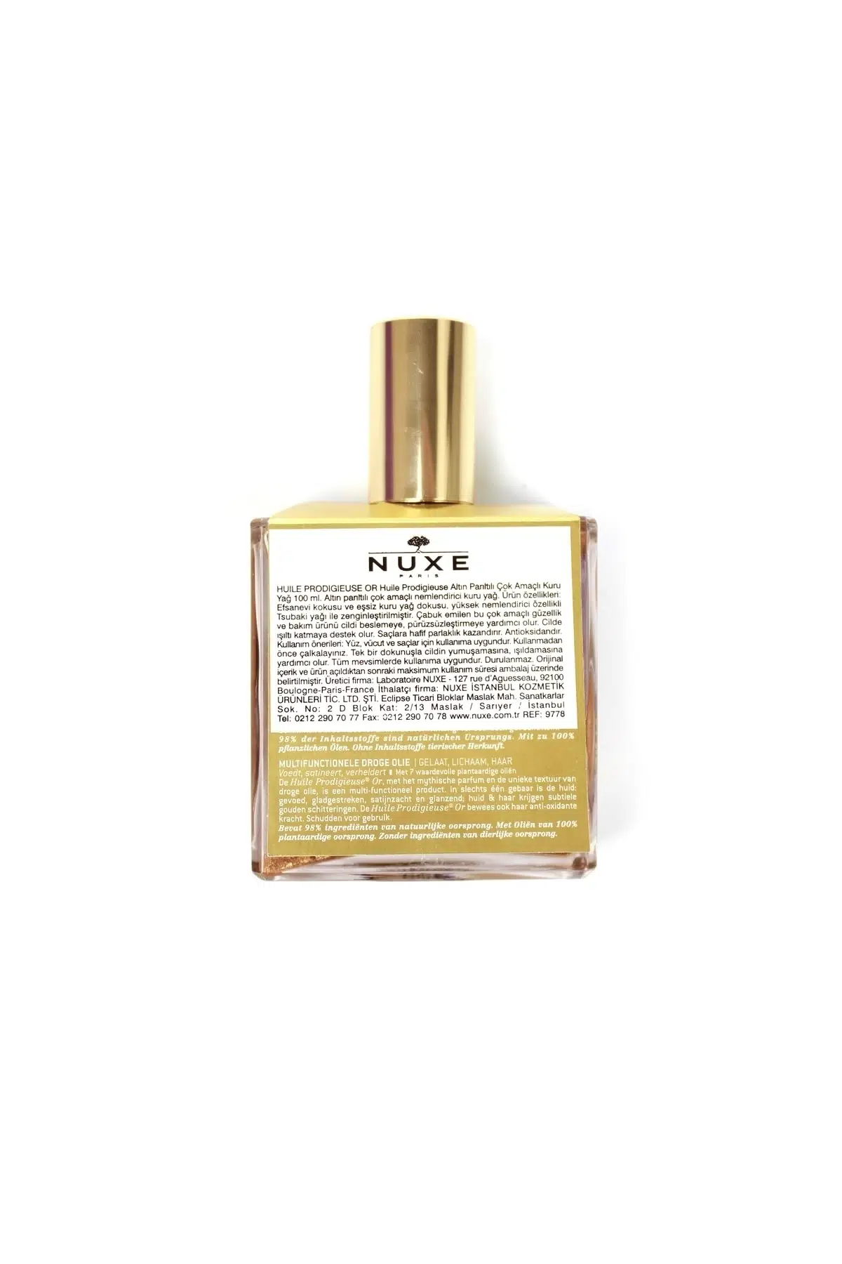Nuxe Huile Prodigieuse OR Altın Parıltılı Yüz Vücut Saçlar İçin Çok Amaçlı Kuru Yağ 100 ml