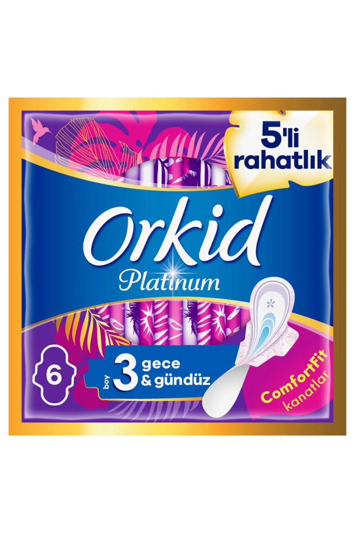 Orkid Platinum Gece 6 Adet Tekli Paket Hijyenik Ped