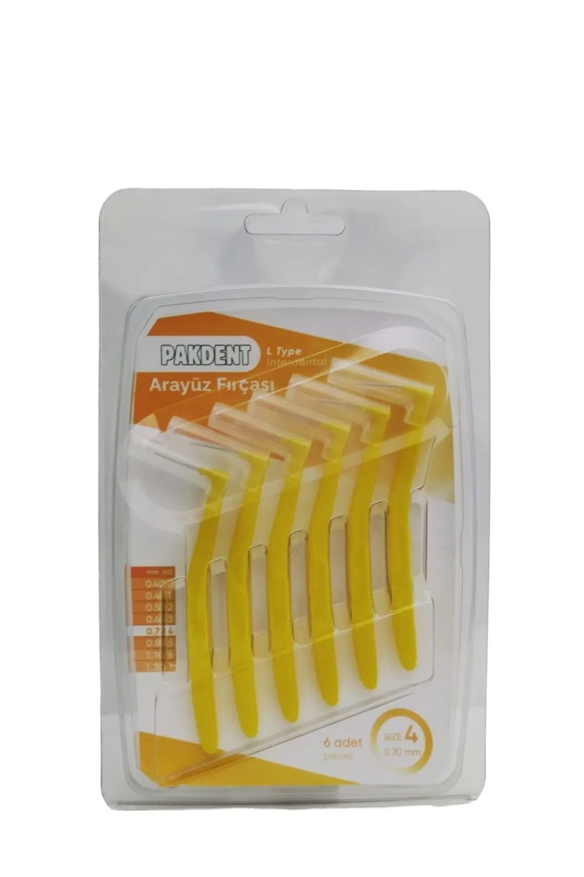 PAKDENT Arayüz Fırçası L Tipi 0,70 Mm 6'lı - Sarı