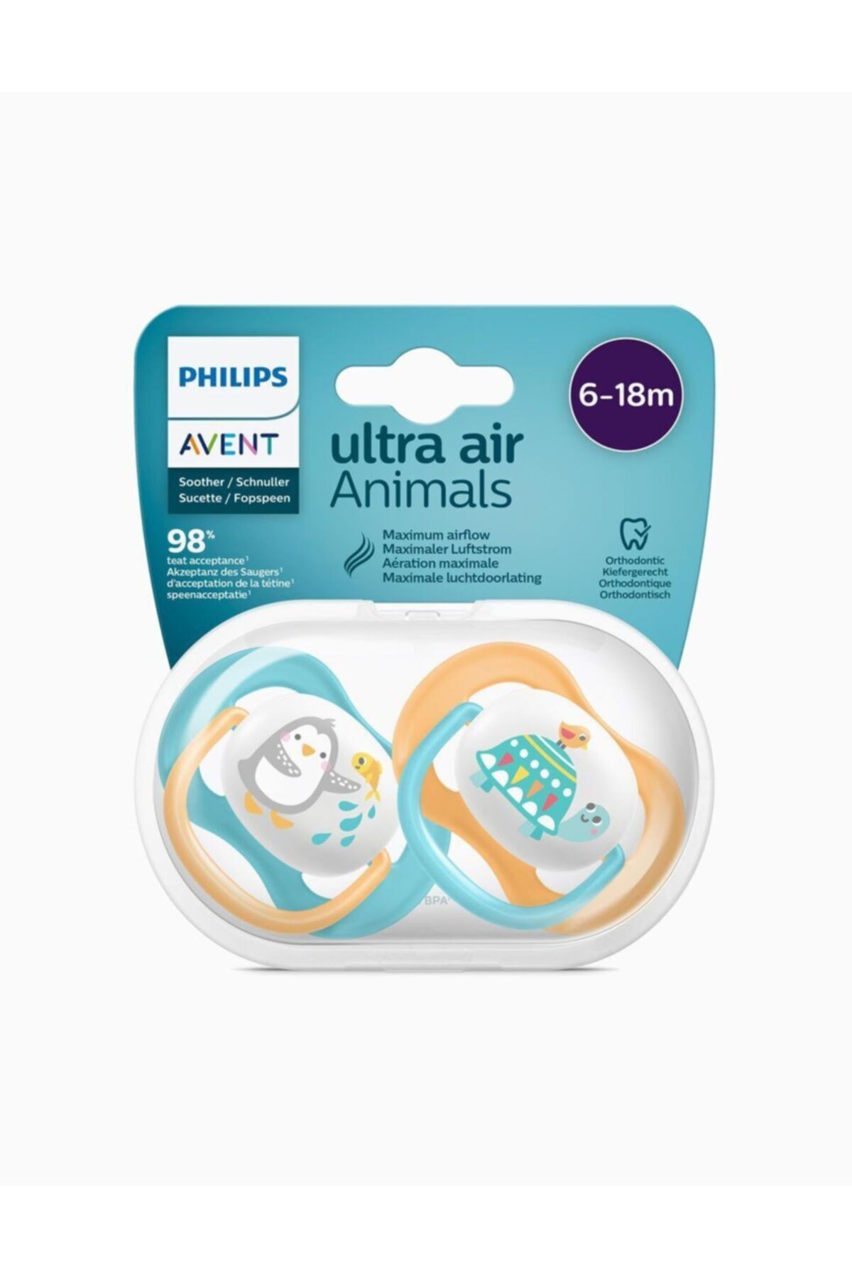 Philips Avent SCF080/70 Ultra Air Animals Emzik 6-18 Ay Erkek 2 li