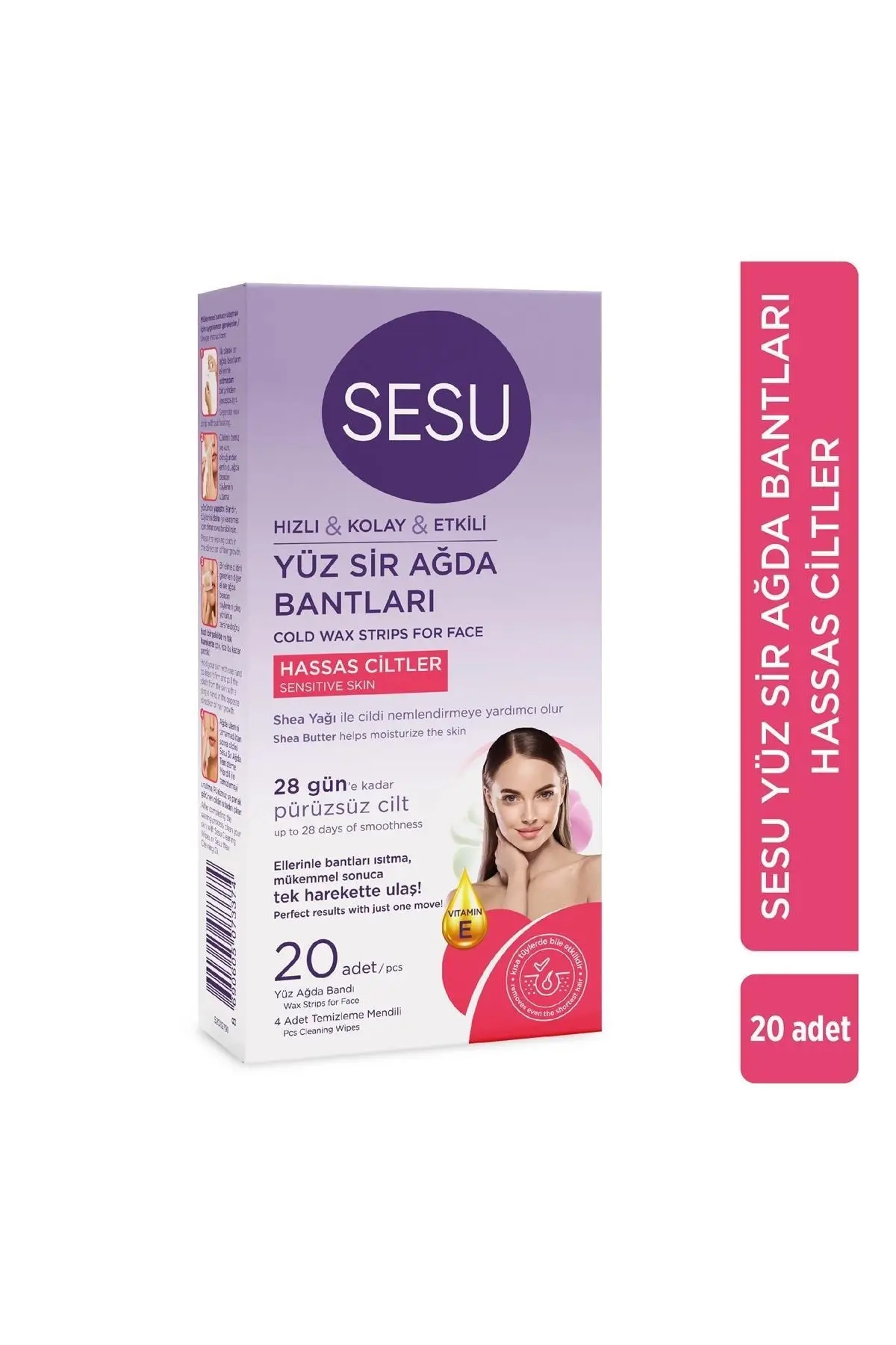 Sesu Yüz Sir Ağda Bandı Hassas Ciltler 20'li