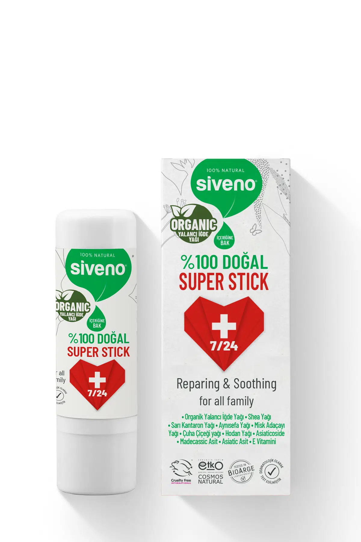 Siveno Doğal Super Stick Anlık Yatıştırıcı Onarıcı Organik İğde Yağlı Bitkisel 6 gr