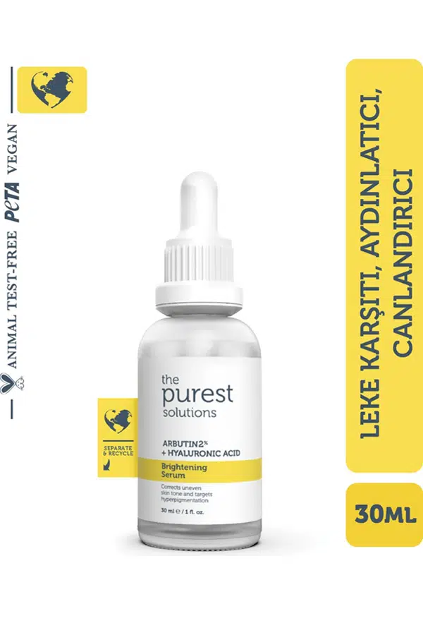 The Purest Solutions Arbutin Leke Giderici ve Cilt Tonu Eşitleyici Cilt Bakım Serumu 30 ml (Arbutin 2% + Hyaluronic Acid)