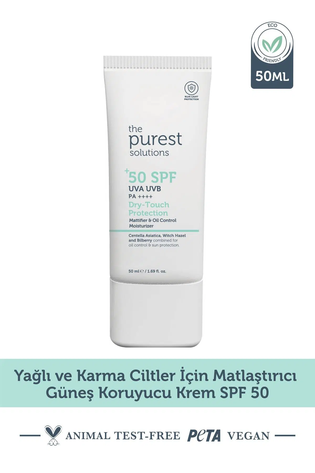 The Purest Solutions Dry Touch Protection Mat Bitişli Yağlı Ciltler İçin Güneş Kremi SPF50+ 50 ml