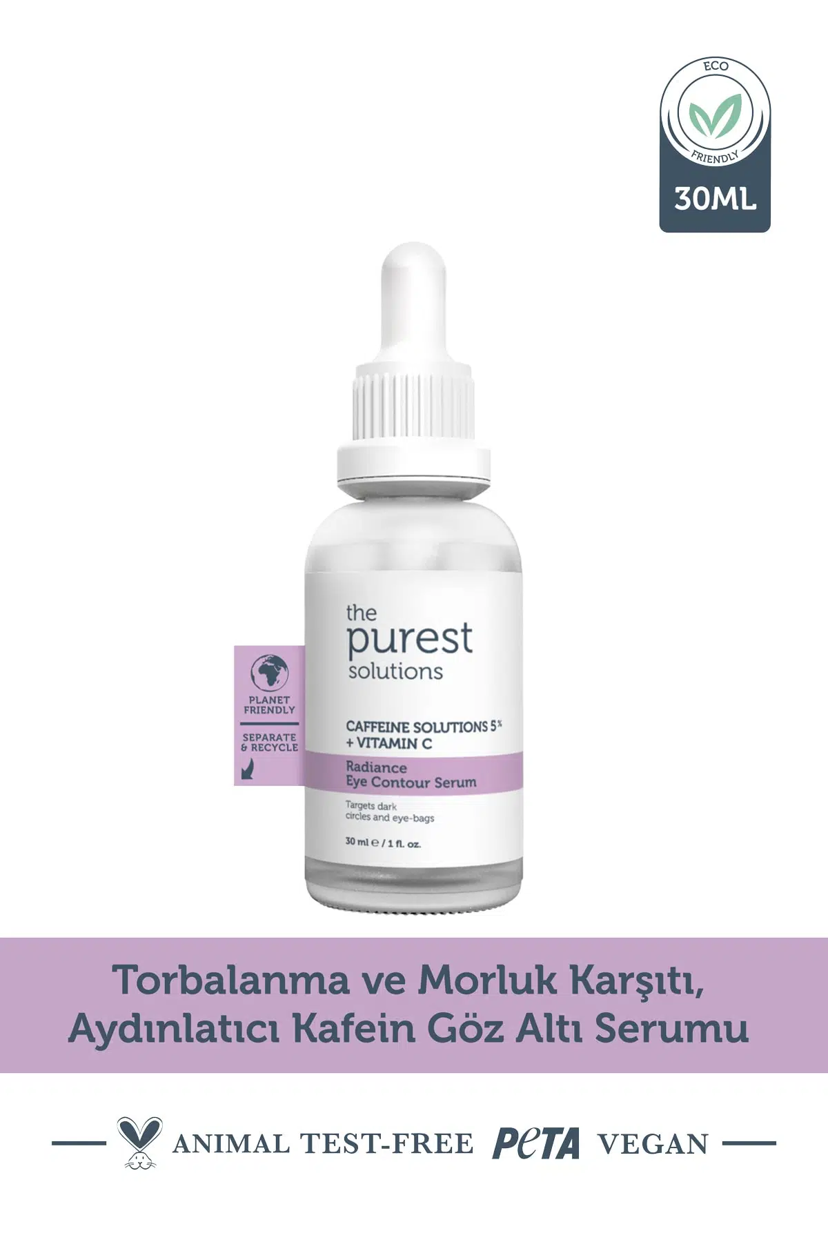 The Purest Solutions Göz Altı Torbalanma ve Morluk Karşıtı Bakım Serumu 30 ml (Caffeine Solutions 5% + Vitamin C)