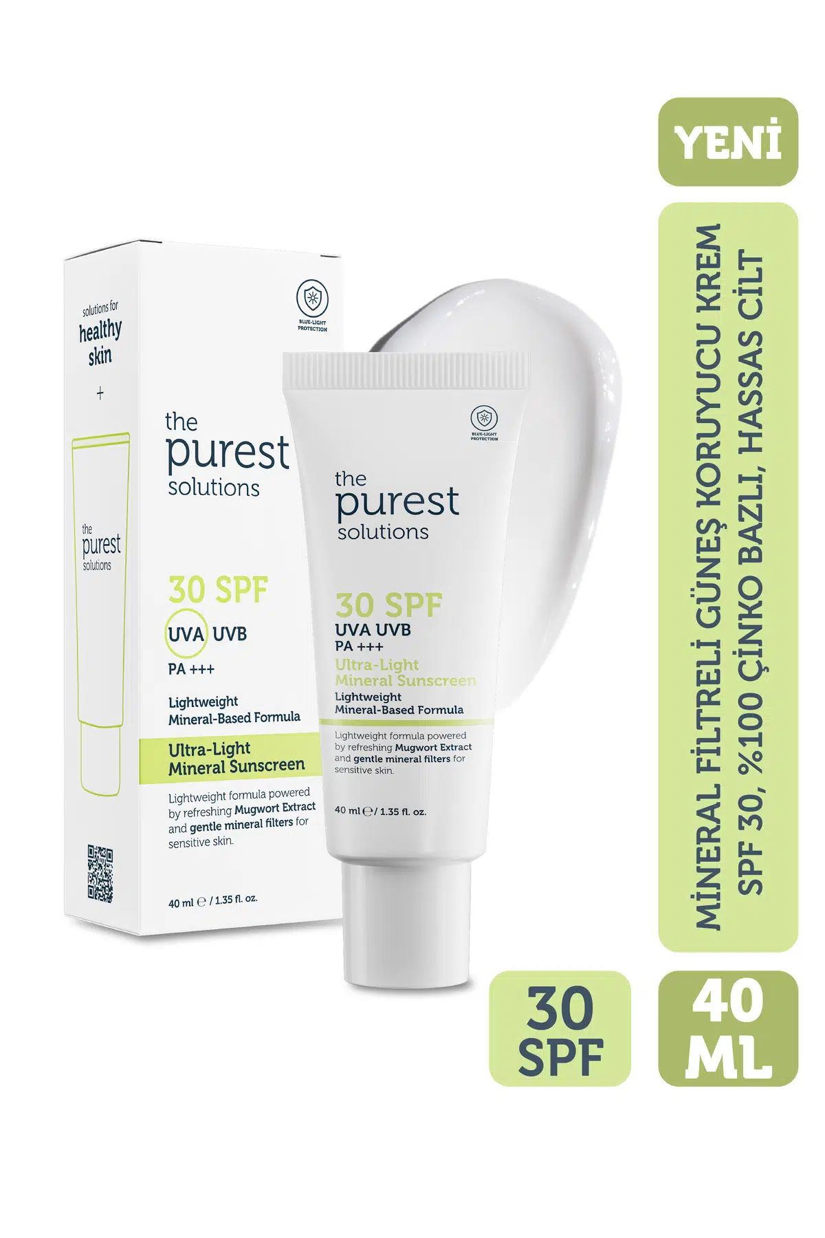 The Purest Solutions Mineral Filtreli Güneş Koruyucu Krem %100 Çinko Bazlı Hassas Cilt SPF30 40 ml