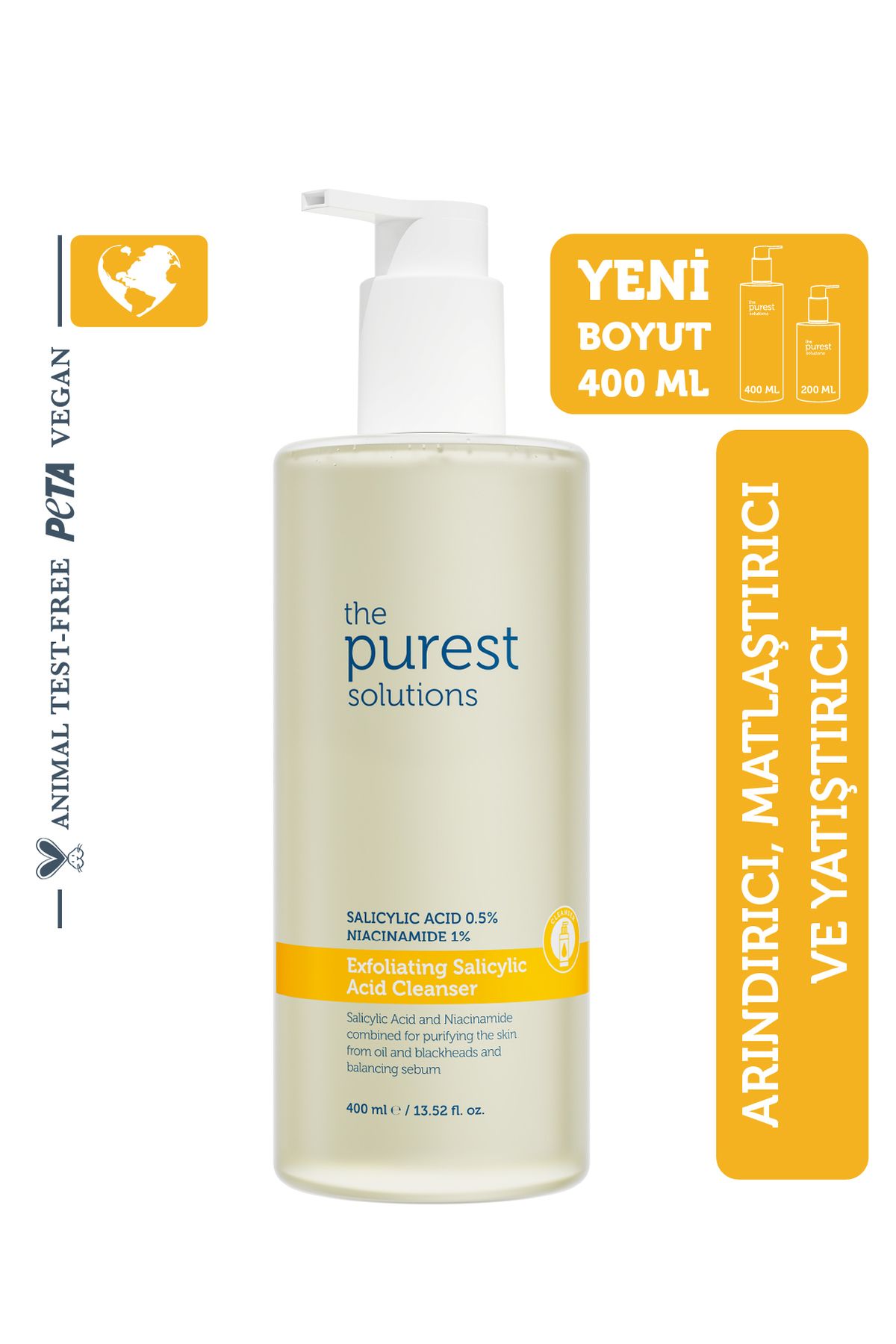 The Purest Solutions Siyah Nokta Karşıtı Yağlı Ciltler İçin Salisilik Asit Arındırıcı Temizleme Jeli 400 ml