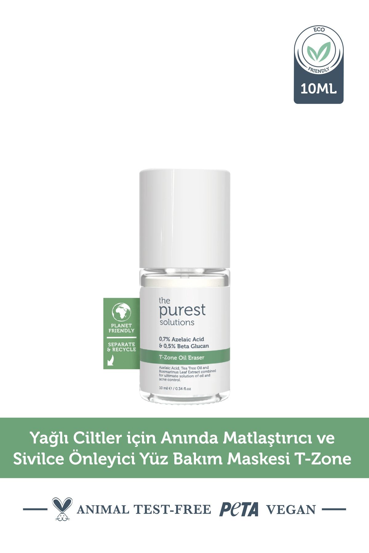 The Purest Solutions Yağlı Ciltler Için Anında Matlaştırıcı Ve Sivilce Önleyici Yüz Bakım Maskesi T-zone 10 Ml