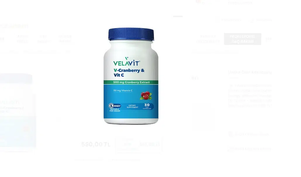 Velavit V-Cranberry & Vitamin C 30 Kapsül