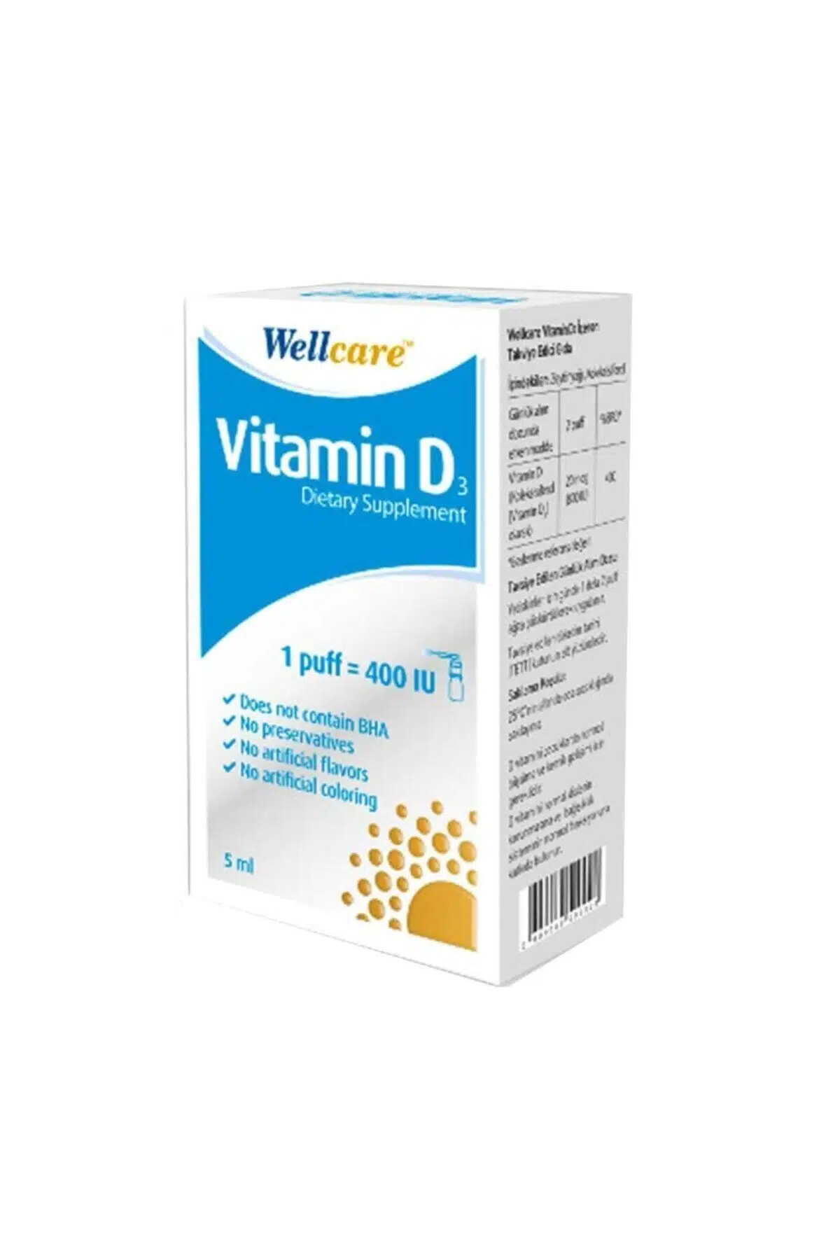 Wellcare Vitamin D3 400 IU 5 ml