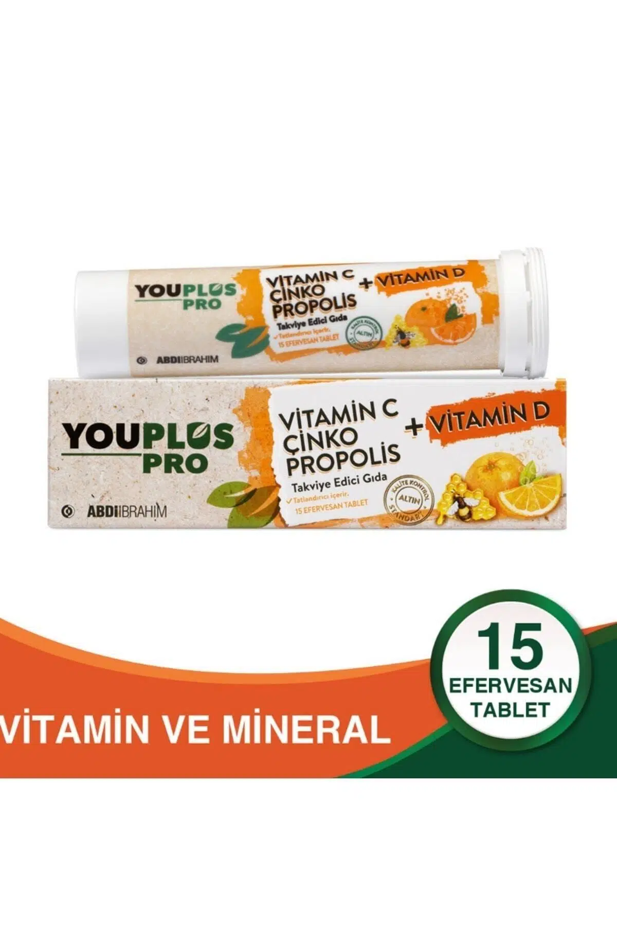 Youplus Pro Vitamin C, D, Çinko & Propolis 15 Efervesan Tablet