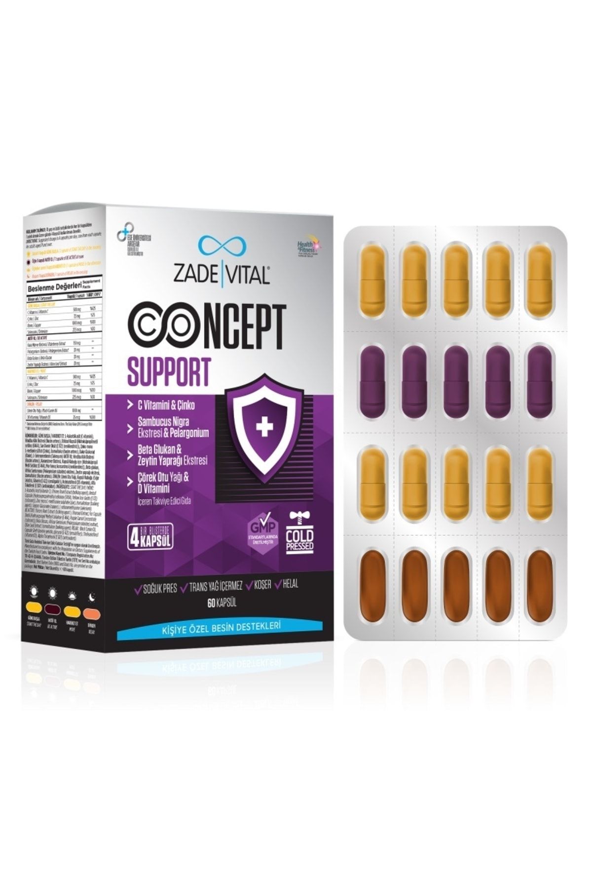 Zade Vital Concept Support 60 Kapsül Takviye Edici Gıda